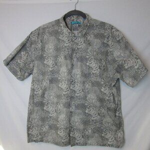 Tori Richard Short Sleeve Tropical Button Up Shirt Mens 2XL Cotton Black Printed